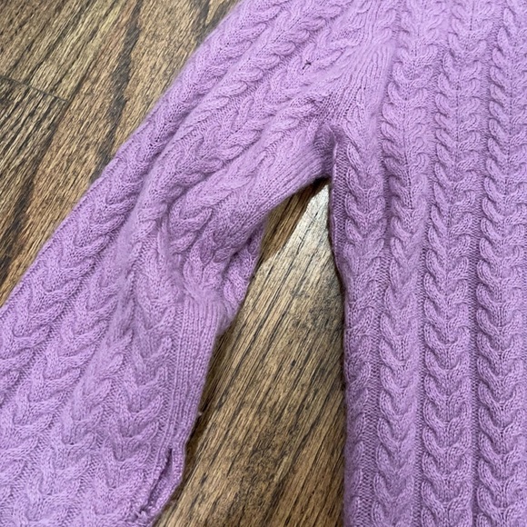 100% Cashmere Theory Super Soft Purple Cable Knit Sweater Petite P/TP - Picture 9 of 10